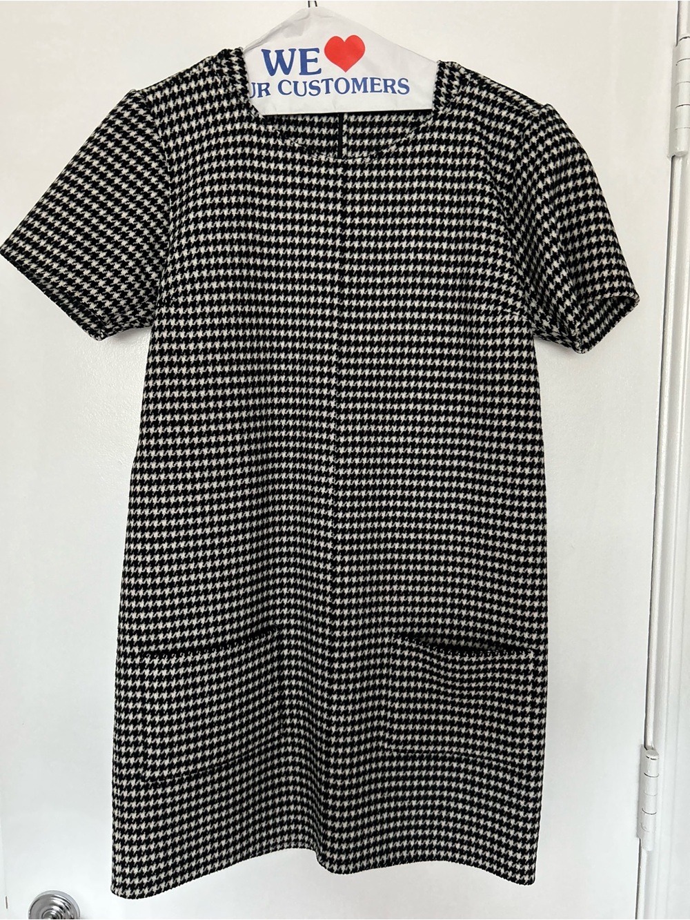 Michael Kors Black & White Houndstooth Short-Sleeve Shift Dress